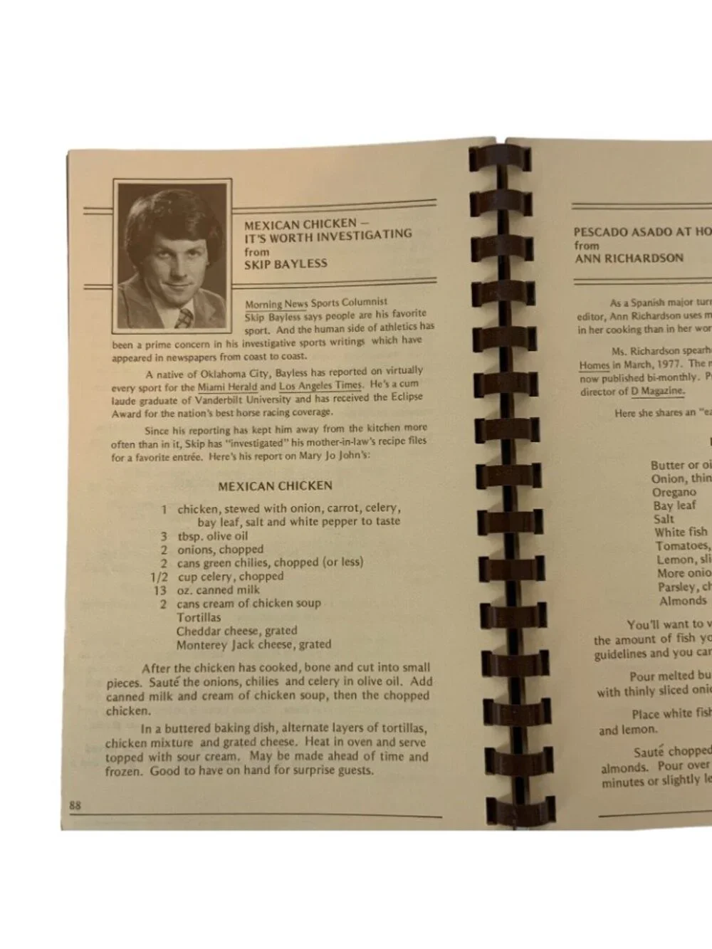 Media Rare Cookbook Favorite Recipes From Dallas Personalities 1979 Spiral Bound